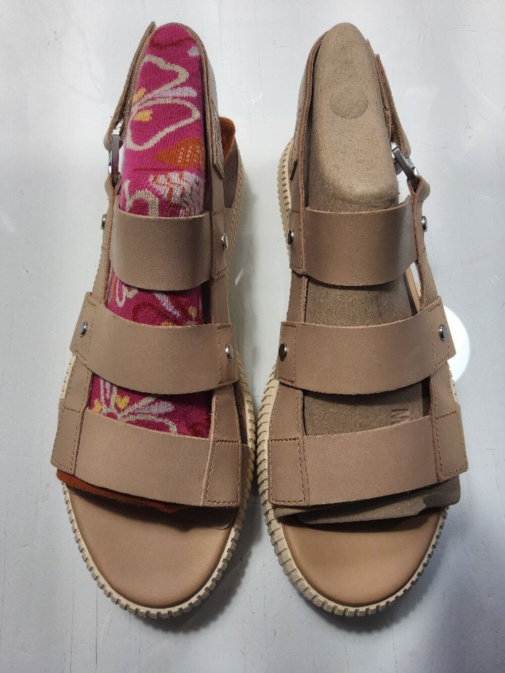 Sorel  ONA AVE Women's Strap Sandal Beige Leather US 10 MEW!